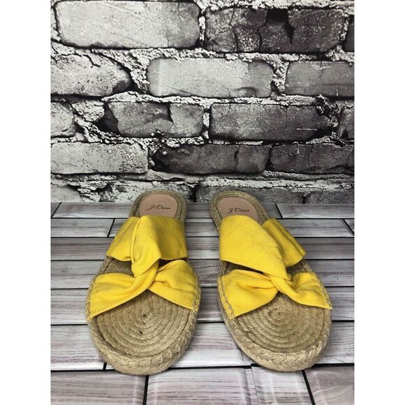J. Crew Yellow Twisted Canvas Fabric Slide Espadrilles Sandals Women 9M US/40EU - Picture 2 of 16